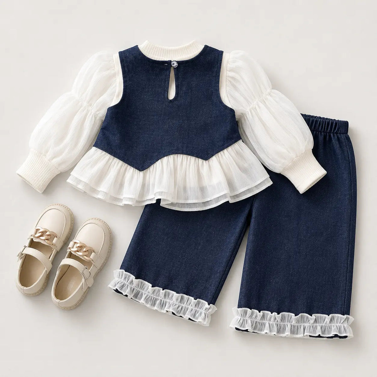 Girls Designer Denim Appliqué Set