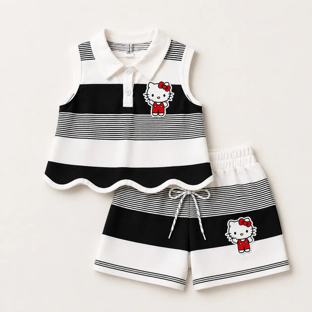 Girls Paris Stripe Bow Co-ord Set