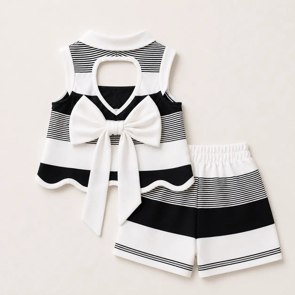 Girls Paris Stripe Bow Co-ord Set