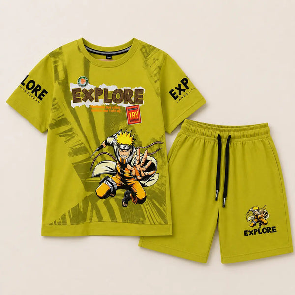 Boys Sports Wear Green Typography Set