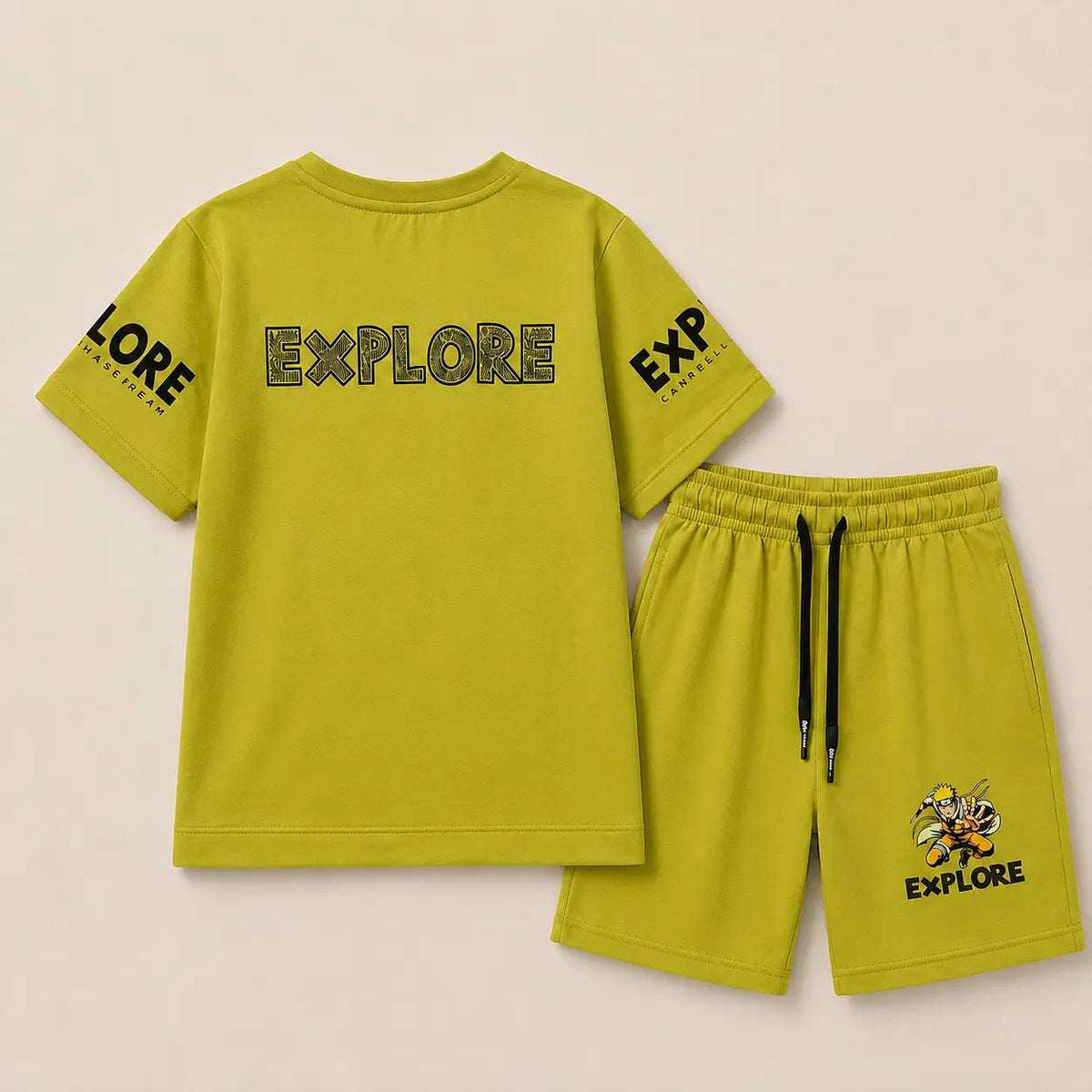 Boys Sports Wear Green Typography Set