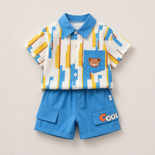 Boys Color-Block Shirt And Shorts