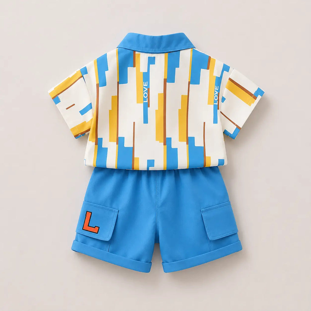 Boys Color-Block Shirt And Shorts