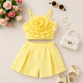 Girls Yellow Organza Top And Skirt