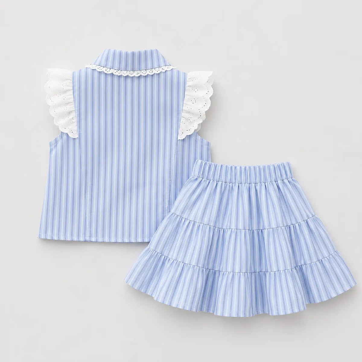 Girls Blue Belle Striped Skirt Set