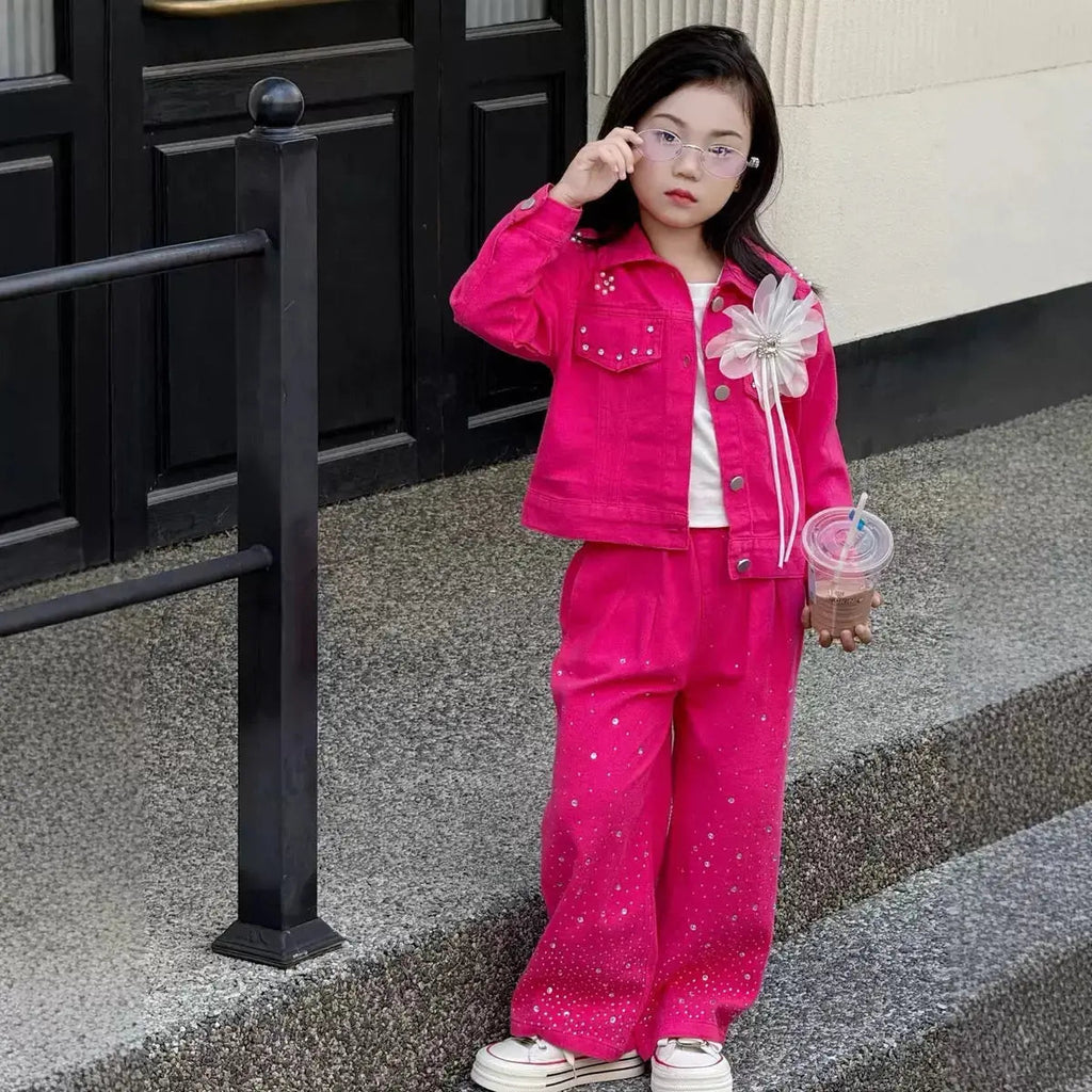 Girls Pink Pearl Sparkle Co-ord Set