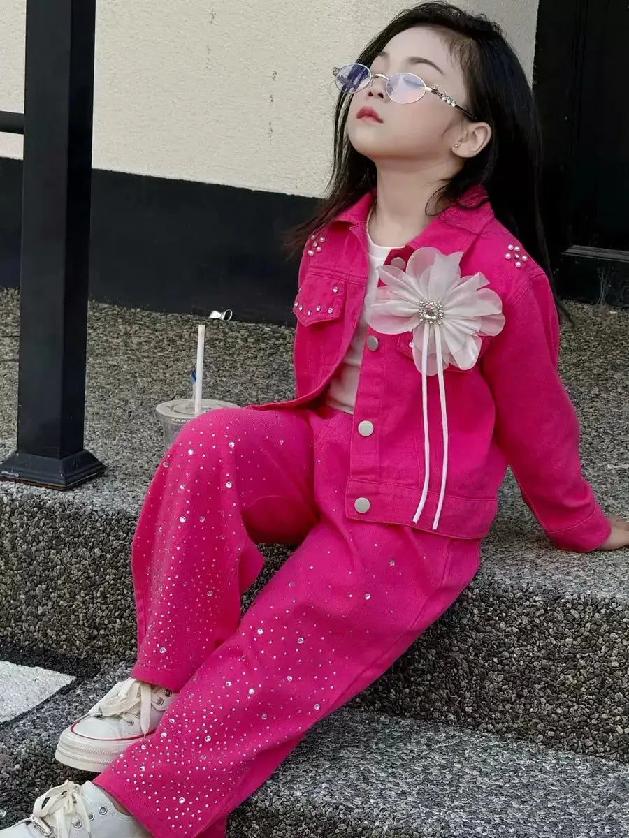 Girls Pink Pearl Sparkle Co-ord Set