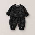 Boys Black Starry Co-Ord With Button Details
