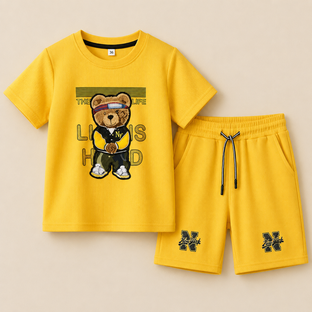 Boys NY Bear Yellow 2-Piece Set