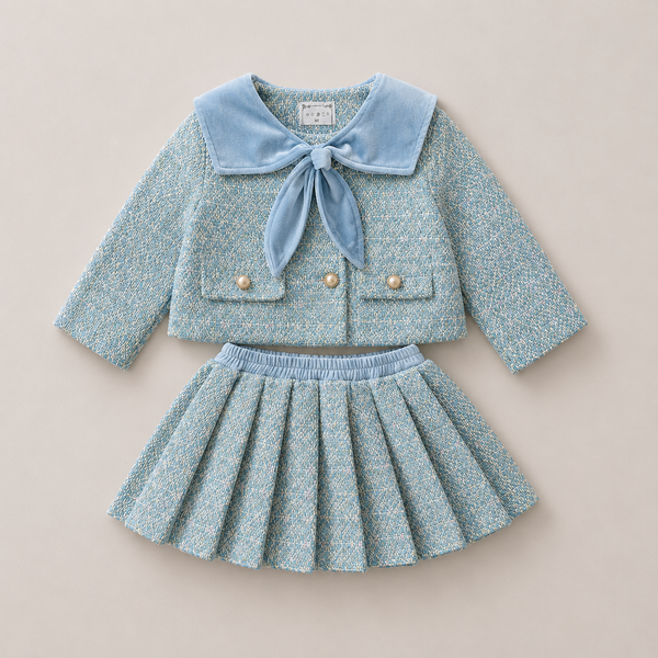 Girls Elegant Coat And Skirt Set