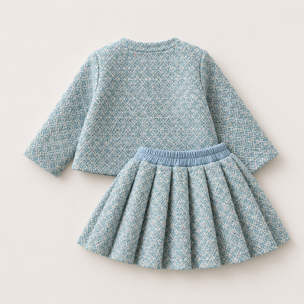 Girls Elegant Coat And Skirt Set