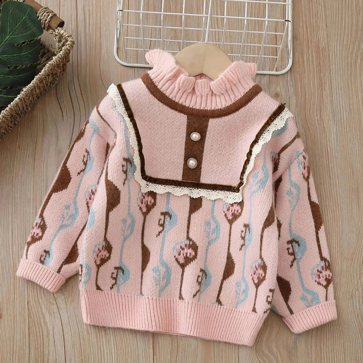 Girls Pink Printed Knitted Top And Palazzo 2 Pcs Set