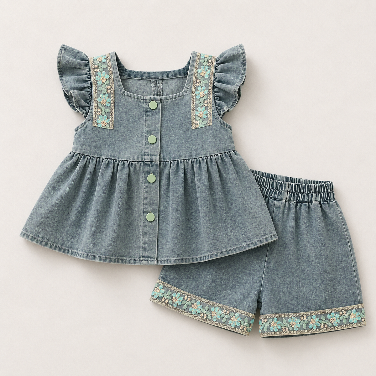 Girls Stylish Denim Co-Ord Set