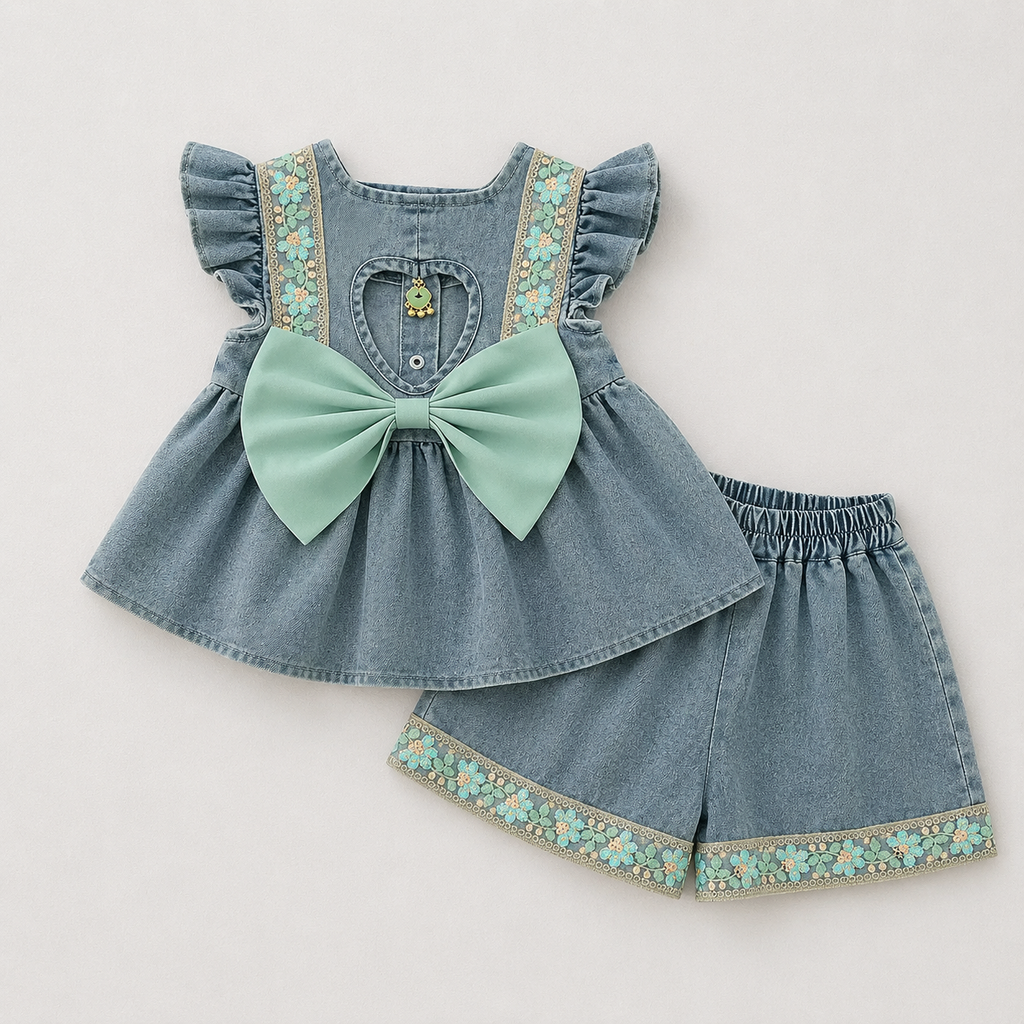 Girls Stylish Denim Co-Ord Set