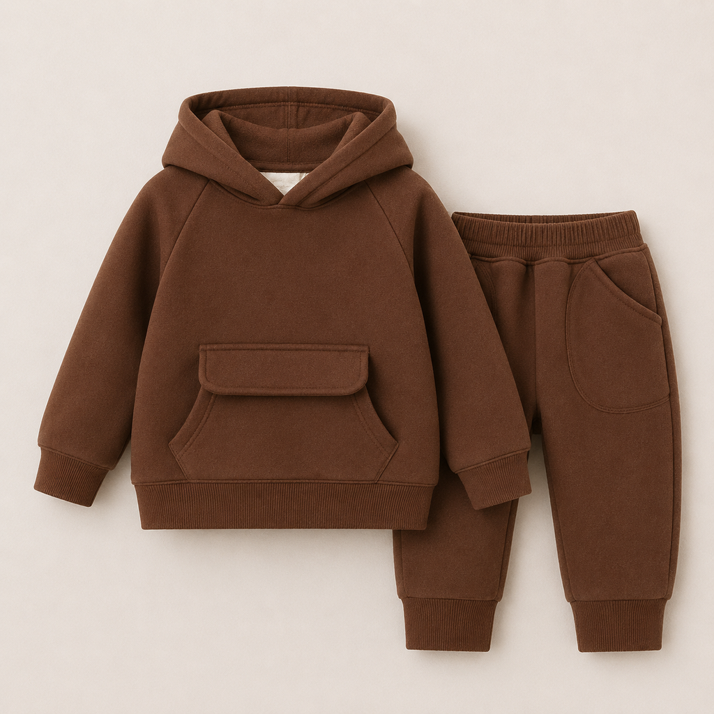 Boys Puffer Jacket, Sweatshirt And Joggers Set