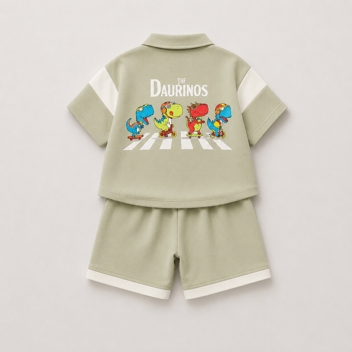 Boys Green Relaxed-Fit Polo Tee With Shorts
