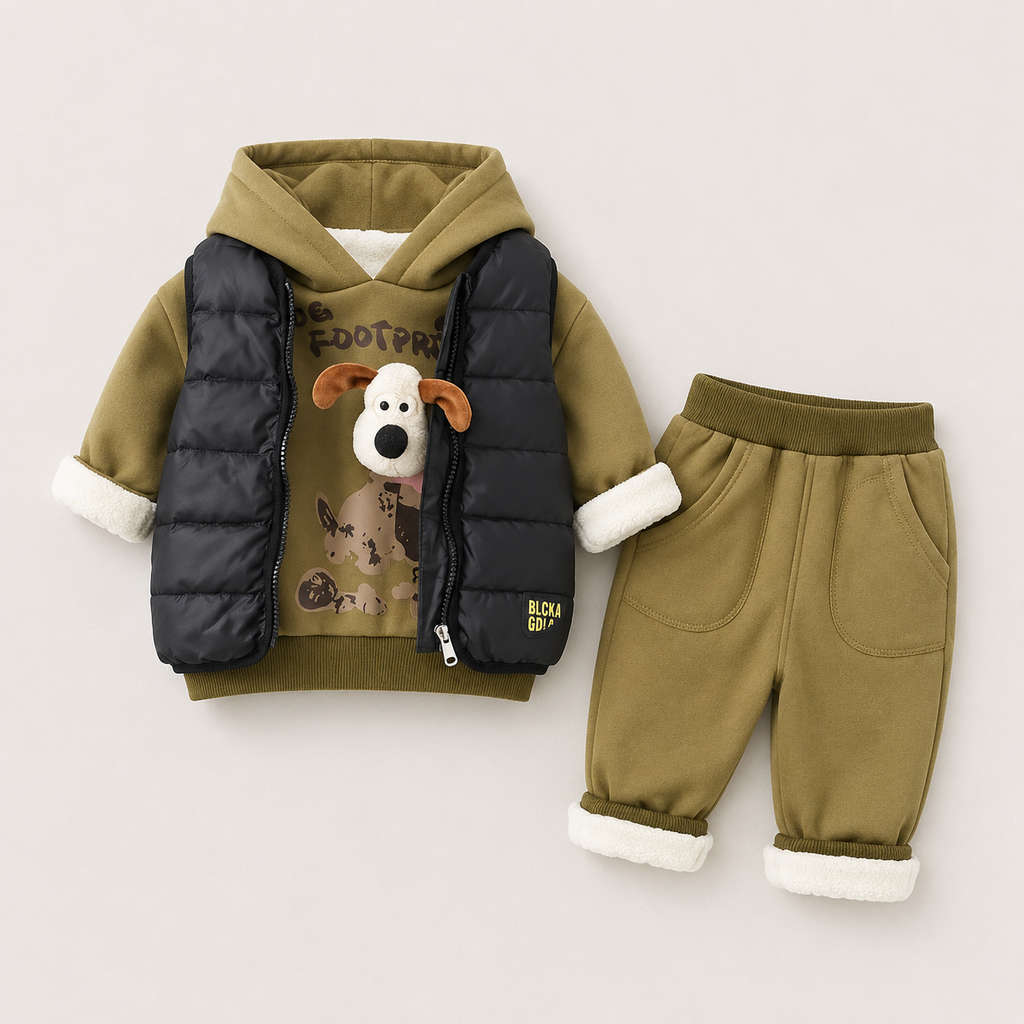 Boys Puffer Jacket With Co-ord Set