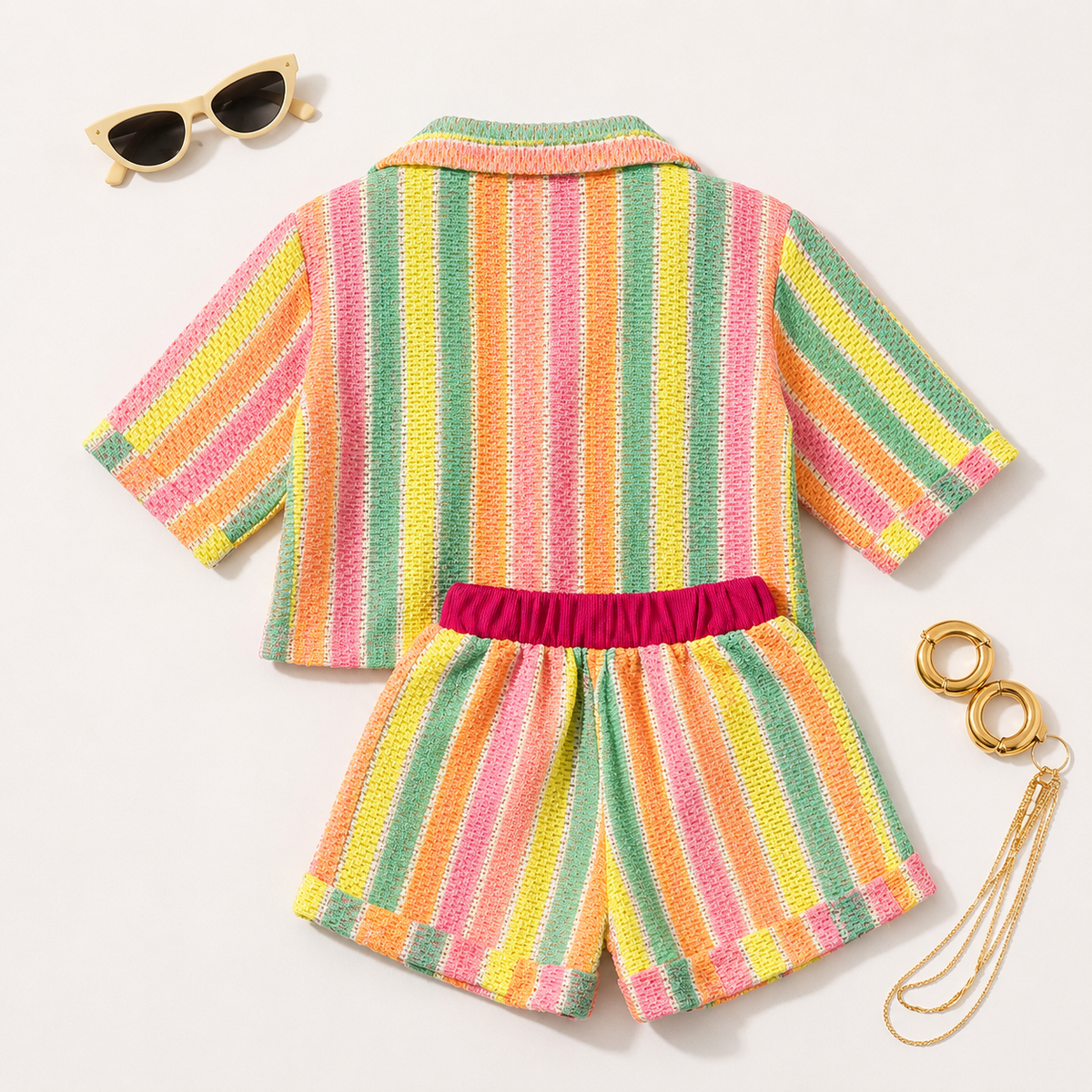Girls Colored Striped 3-Piece Set