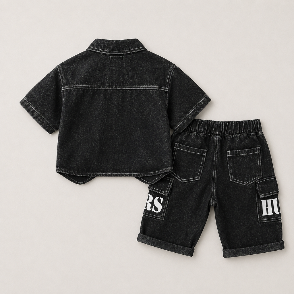 Boys Black Denim Co-ord Set