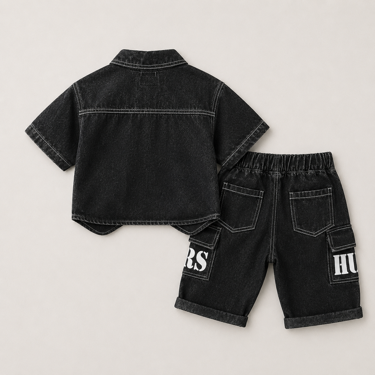 Boys Black Denim Co-ord Set