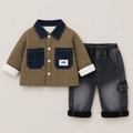 Boys Quilted Denim Patch Jacket & Winter Jeans Set