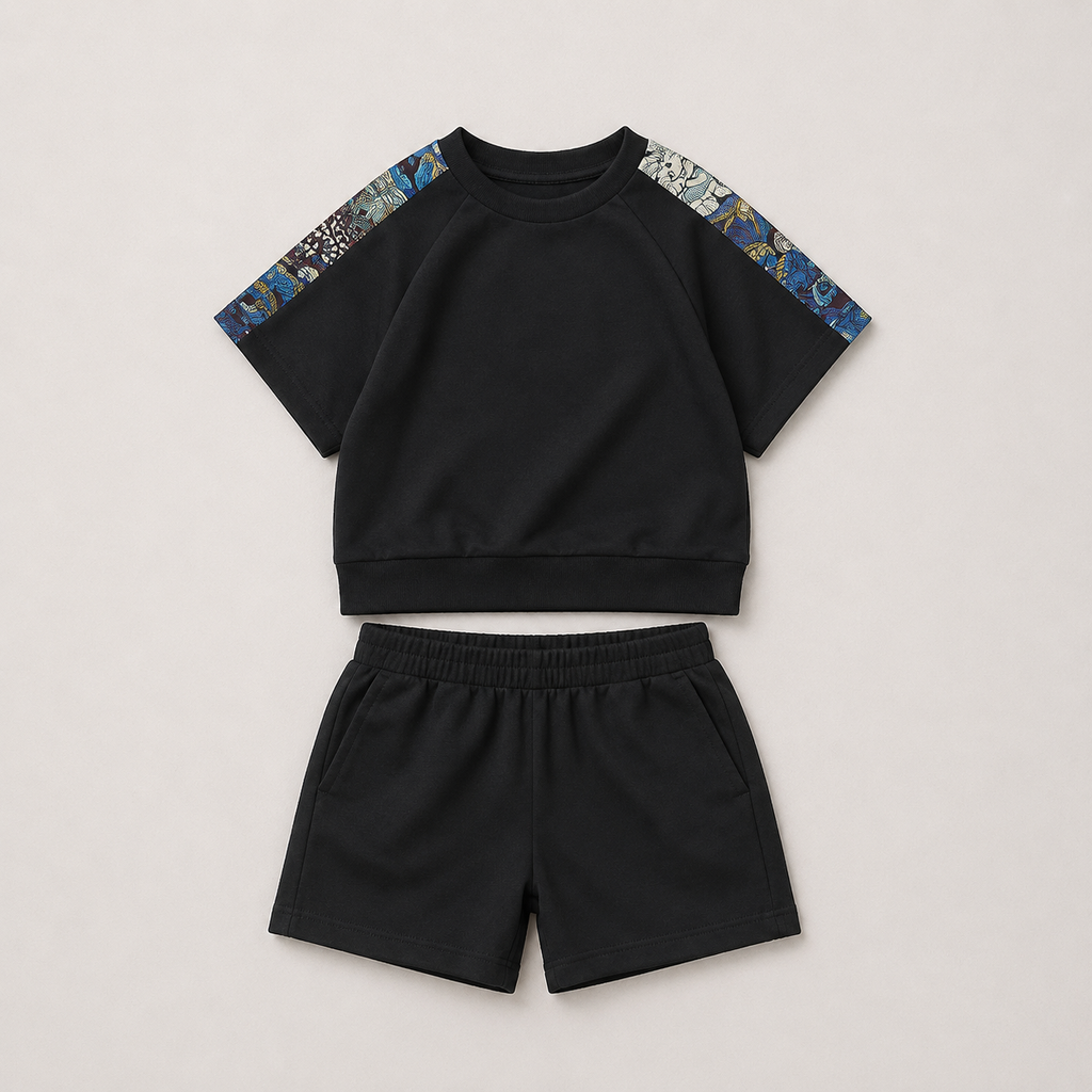 Boys Black Designer 2 Piece Set