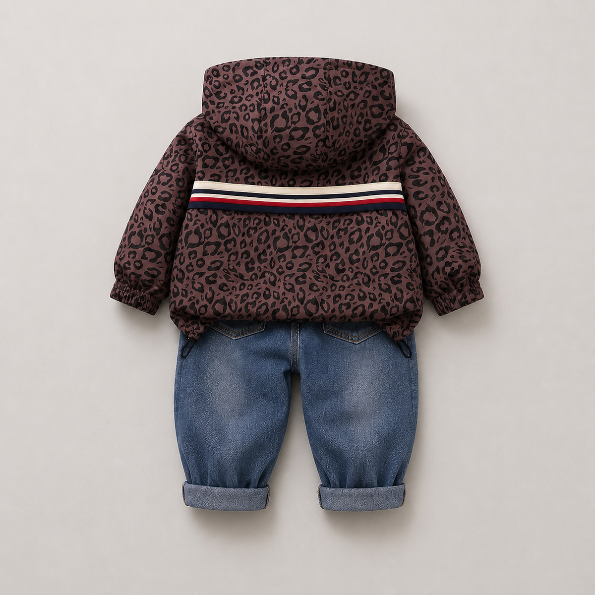 Boys Leopard-Print Hoodie With T-shirt And Denim Set