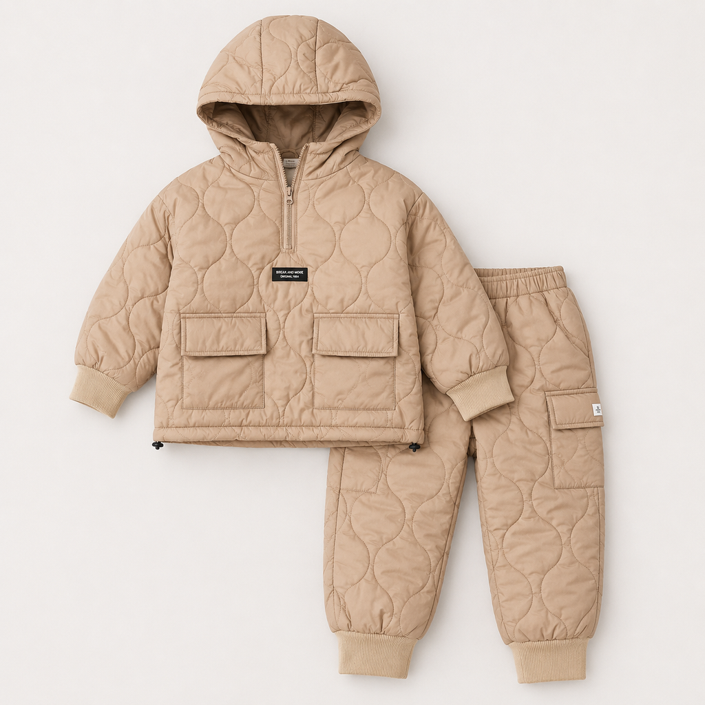 Boys Beige Quilt Fleece Co-ord Set