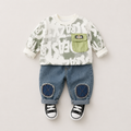 Boys Typography Sweatshirt And Denim Set
