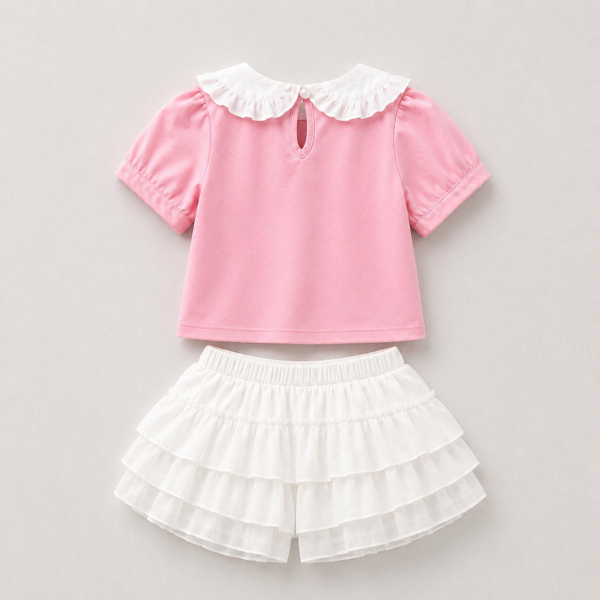Girls Pink Top And White Skirt Set