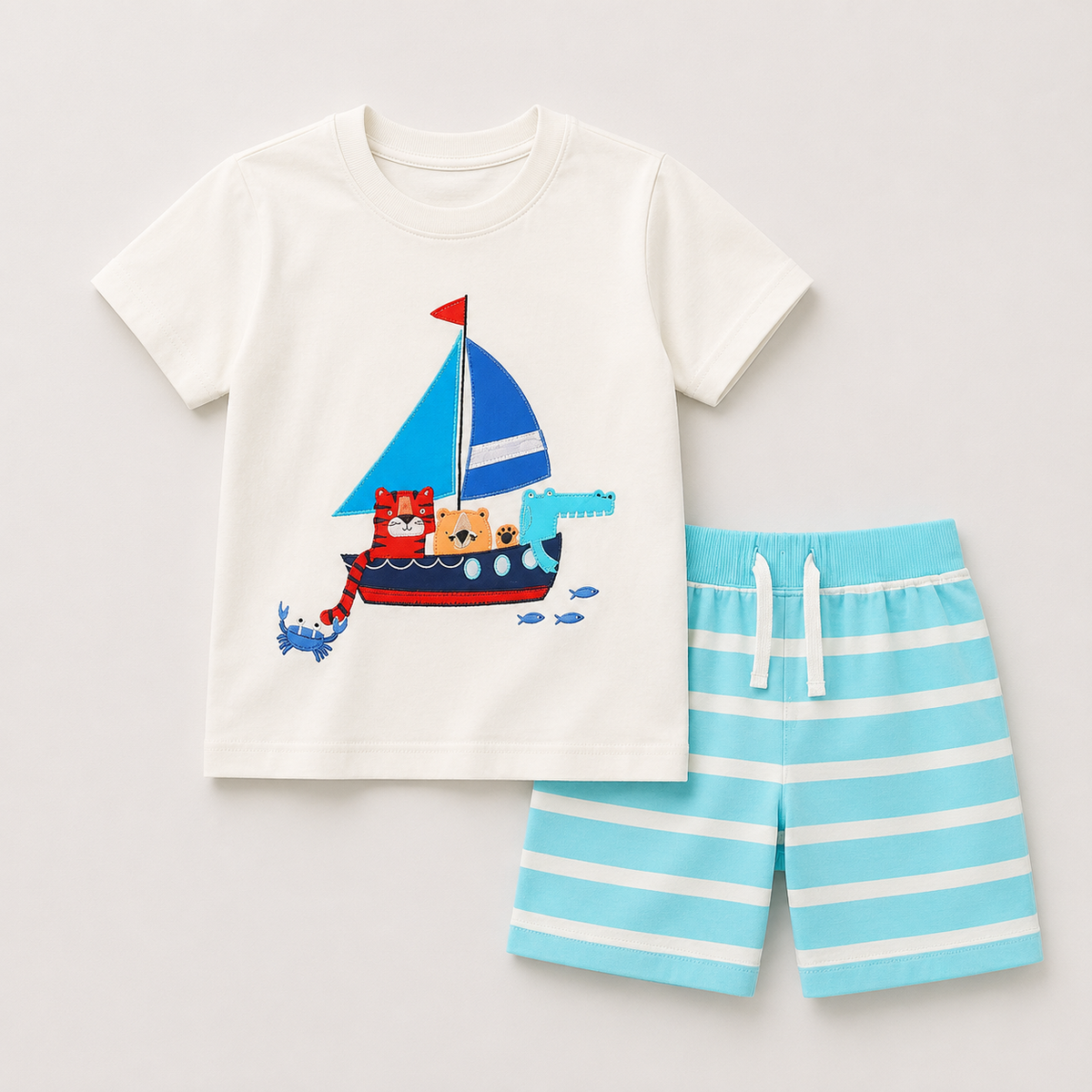 Boys Printed T-Shirt With Shorts Set