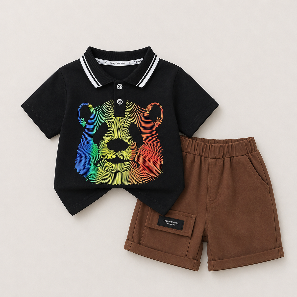 Boys Bear Printed T-Shirt And Shorts 2 pcs Set