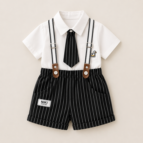 Boys Striped Suspender Co-ord Set