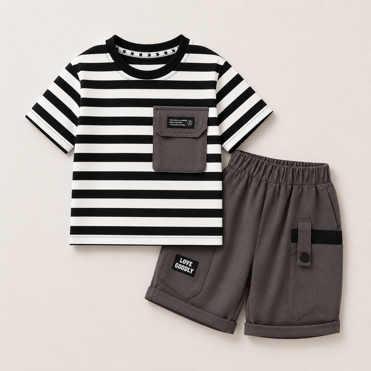Boys Striped T-shirt And Cargo Shorts