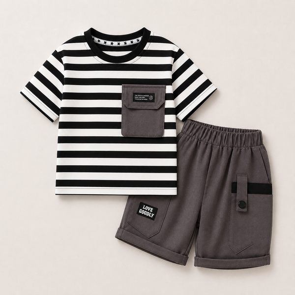 Boys Striped T-shirt And Cargo Shorts