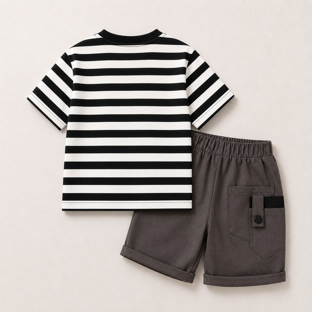 Boys Striped T-shirt And Cargo Shorts