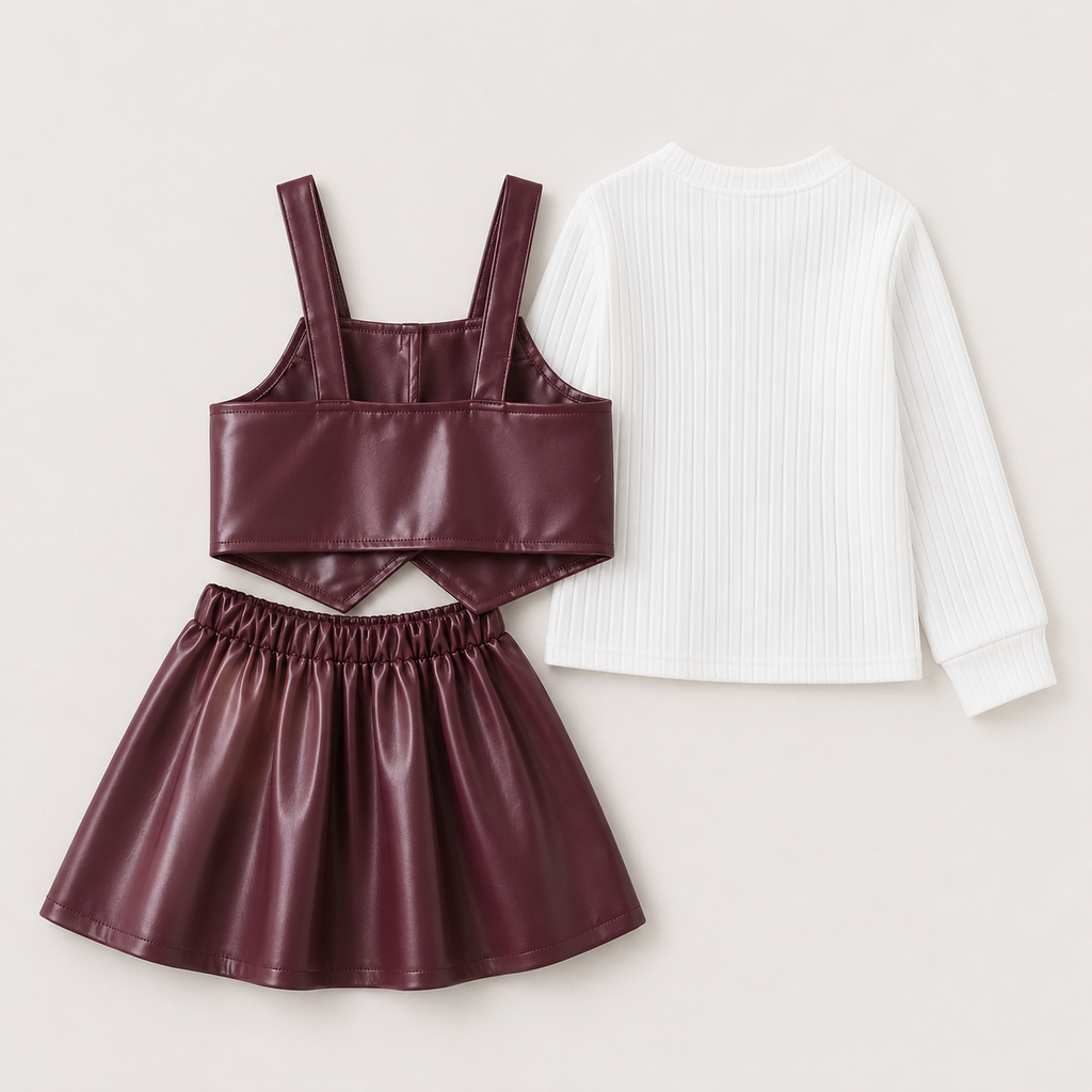 Girls 3-Piece Burgundy Luxe Set
