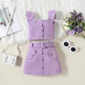 Girls Purple Crop Top And Skirt 2 Pcs Set