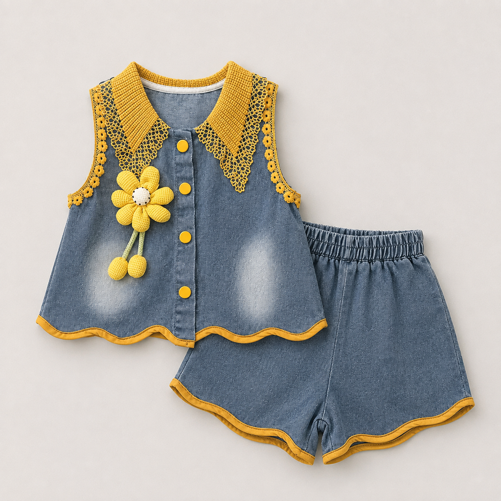 Girls Summer Denim Outfit Set