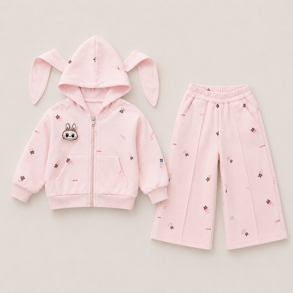 Girls Doll-Motifs Pink Track Suit