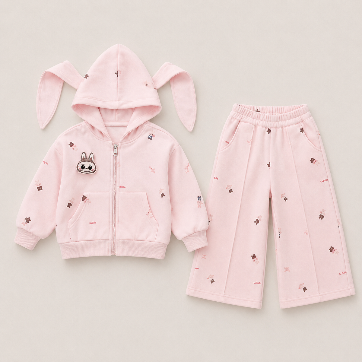 Girls Doll-Motifs Pink Track Suit