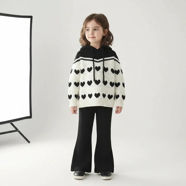Girls Self Design Knit 2 Piece Set
