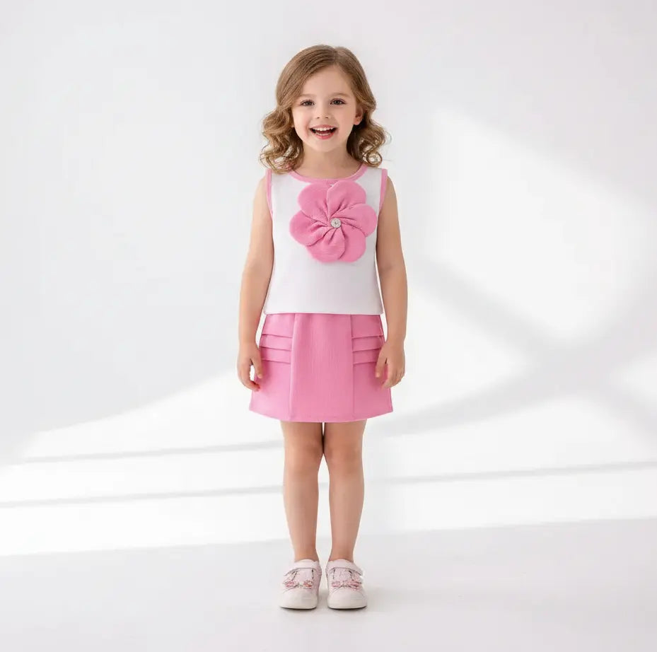 Girls White And Pink Summer Set