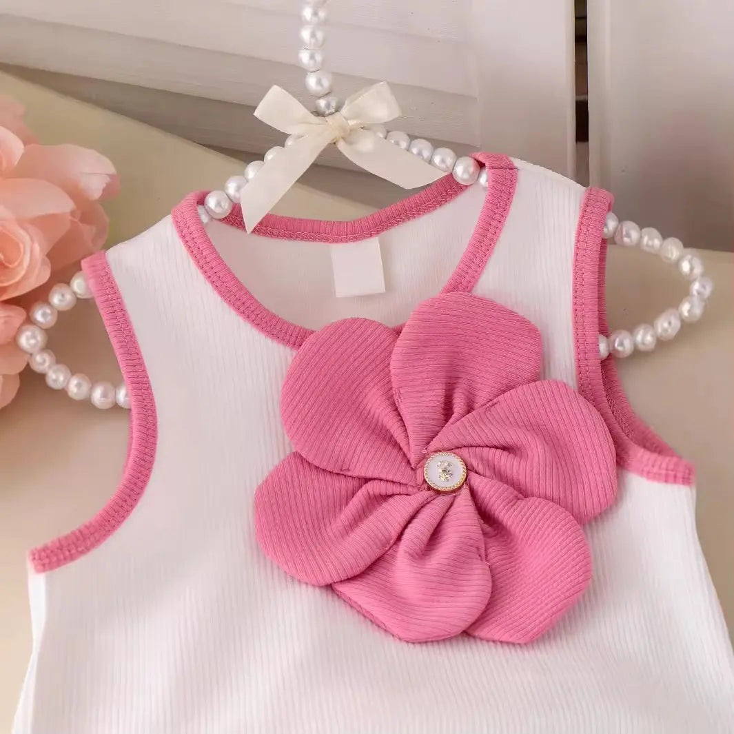 Girls White And Pink Summer Set